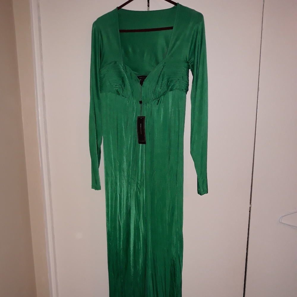 BCBGMAXAZRIA green evening gown.